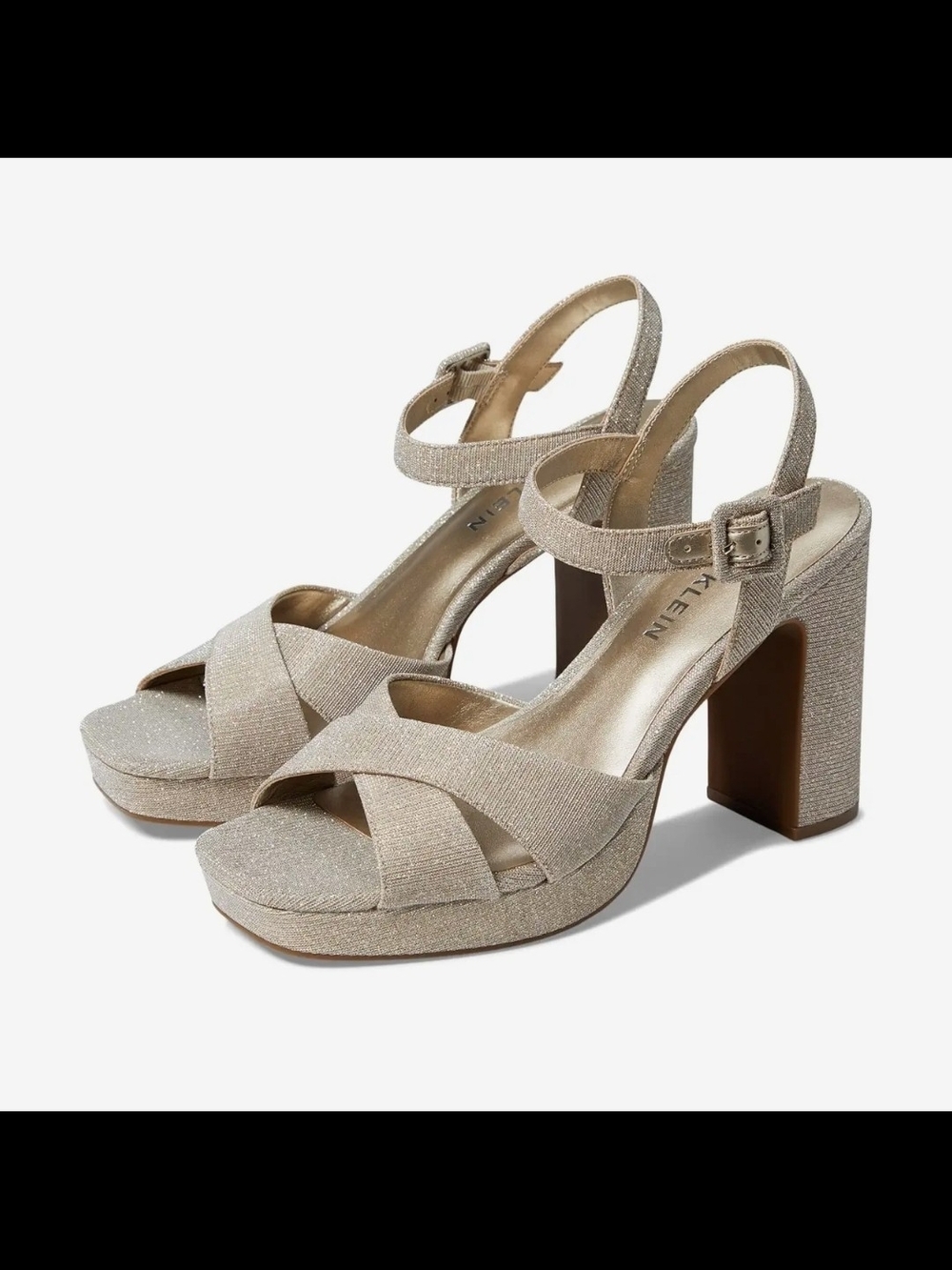 Anne Klein Champagne Glitter Platform Sandals